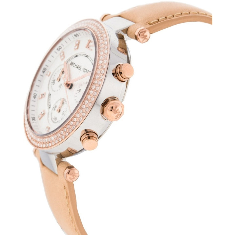 Shop Authentic Michael Kors Parker Chronograph White Dial Tan Leather Strap Watch for Women - MK5633 - Luxxuri