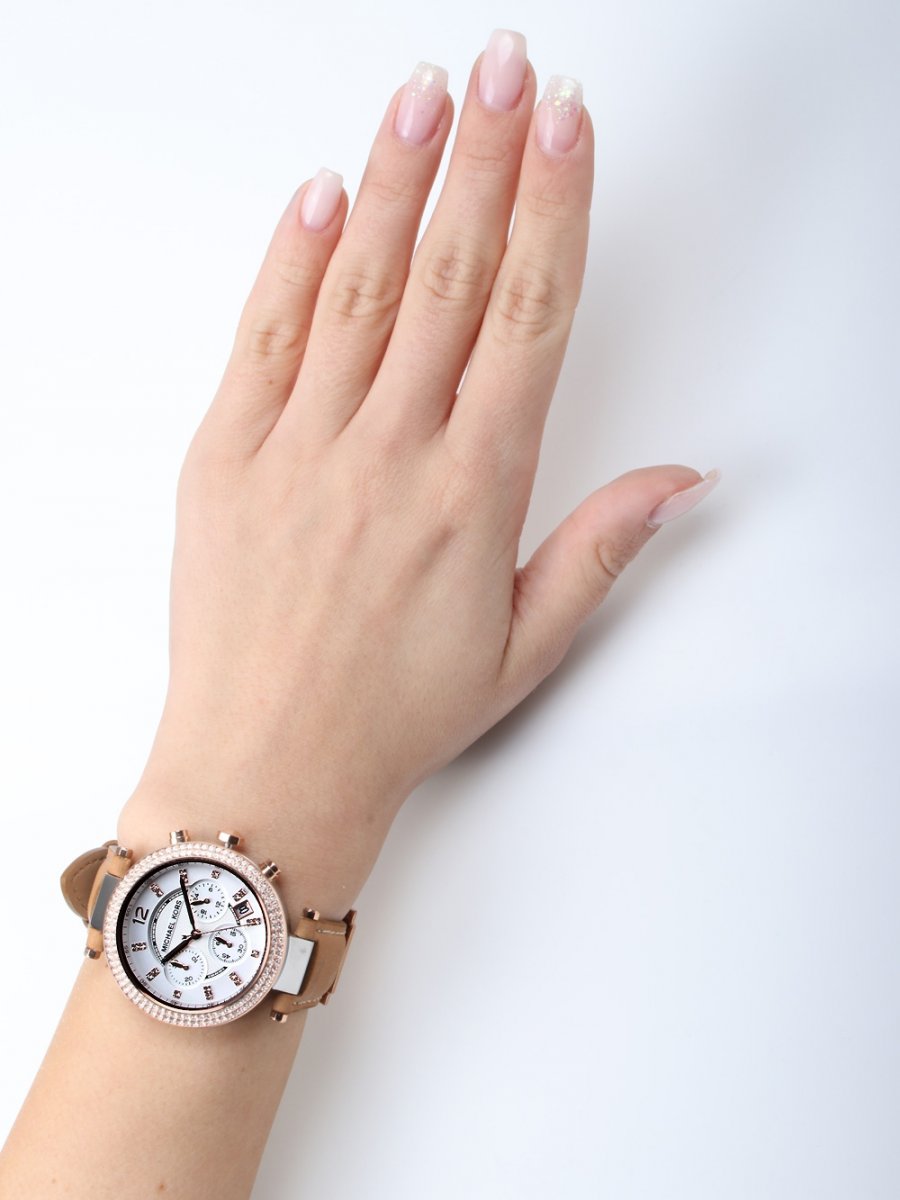  Shop Authentic Michael Kors Parker Chronograph White Dial Tan Leather Strap Watch for Women - MK5633 - Luxxuri