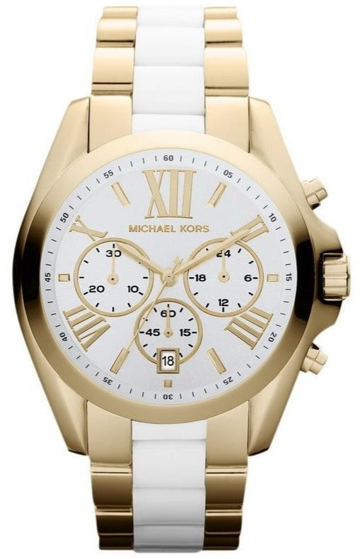  Shop Authentic Michael Kors Bradshaw Chronograph White Dial Two Tone Steel Strap Watch For Women - MK5743 - Luxxuri