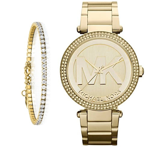  Shop Authentic Michael Kors Parker Diamonds Gold Dial Gold Steel Strap Watch for Women - MK5784 - Luxxuri