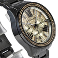 Michael Kors Wren Chronograph Gold Diamonds Dial Black Steel Strap Watch for Women - MK5879