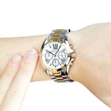  Shop Authentic Michael Kors Bradshaw Chronograph Silver Dial Two Tone Steel Strap Watch For Women - MK5912 - Luxxuri