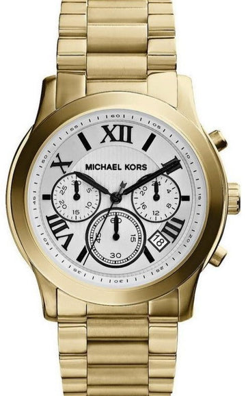  Shop Authentic Michael Kors Cooper Chronograph White Dial Gold Steel Strap Watch For Women - MK5916 - Luxxuri