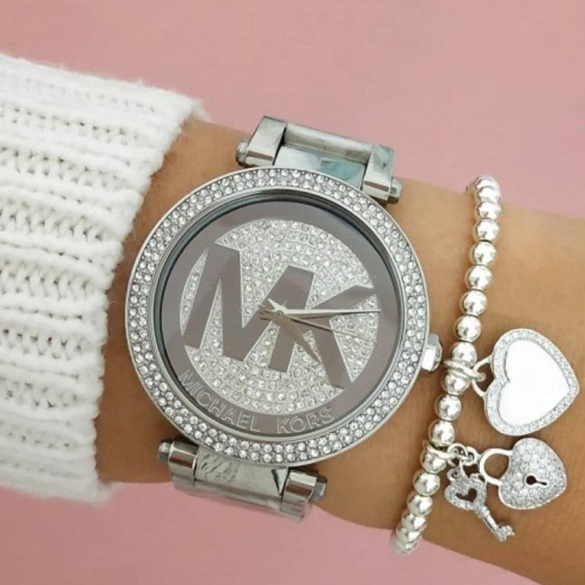  Shop Authentic Michael Kors Parker Silver Dial Silver Steel Strap Watch for Women - MK5925 - Luxxuri