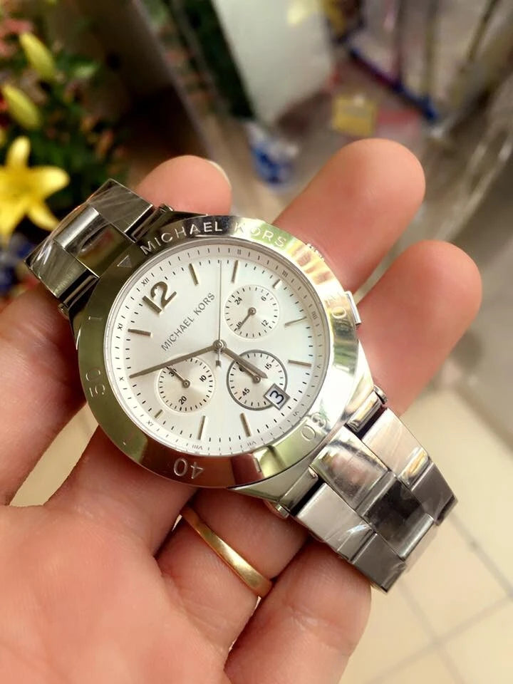 Michael Kors Wyatt White Dial Silver Steel Strap Watch For Women - MK5932