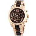 Michael Kors Bradshaw Chronograph Brown Dial Two Tone Steel Strap Watch For Women - MK5944