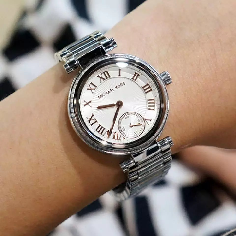  Shop Authentic Michael Kors Skylar Quartz White Dial Silver Steel Strap Watch For Women - MK5970 - Luxxuri
