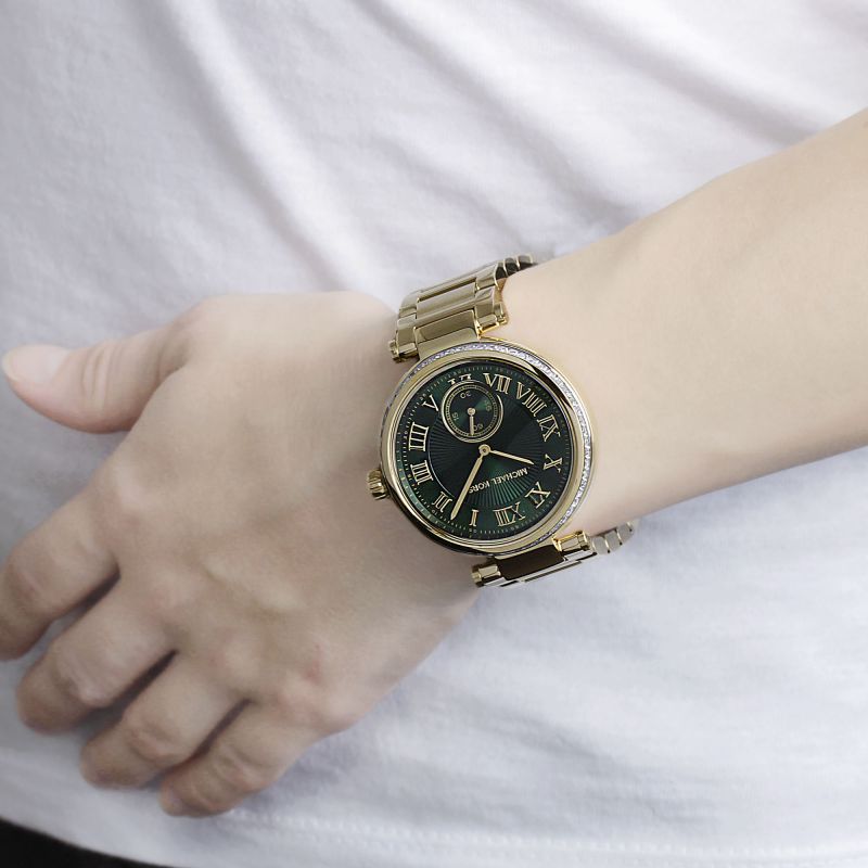  Shop Authentic Michael Kors Skylar Green Dial Gold Steel Strap Watch for Women - MK6065 - Luxxuri