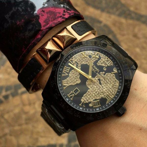  Shop Authentic Michael Kors Layton Pave Black Dial Black Steel Strap Watch for Women - MK6091 - Luxxuri