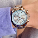  Shop Authentic Michael Kors Bradshaw Chronograph Blue Dial Silver Steel Strap Watch For Women - MK6098 - Luxxuri