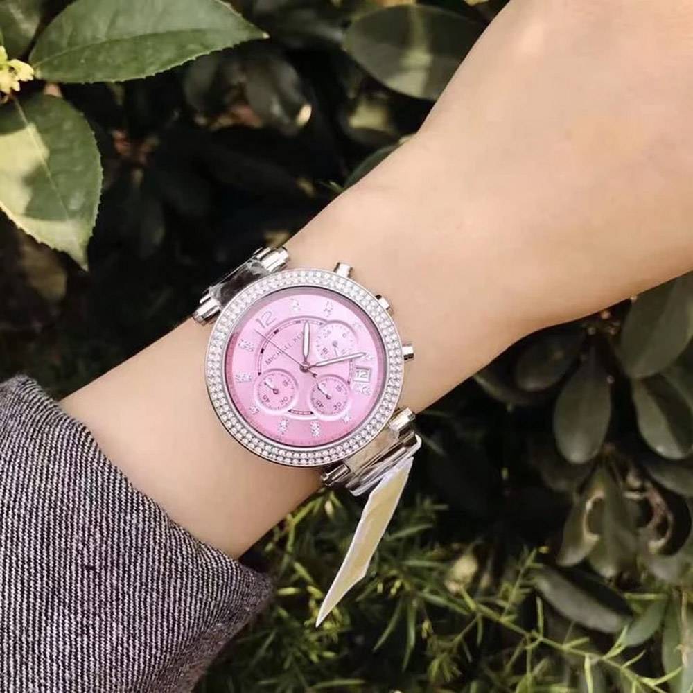  Shop Authentic Michael Kors Parker Chronograph Pink Dial Silver Steel Strap Watch For Women - MK6105 - Luxxuri