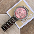  Shop Authentic Michael Kors Parker Chronograph Pink Dial Silver Steel Strap Watch For Women - MK6105 - Luxxuri