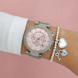  Shop Authentic Michael Kors Parker Chronograph Pink Dial Silver Steel Strap Watch For Women - MK6105 - Luxxuri