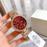  Shop Authentic Michael Kors Parker Chronograph Red Dial Rose Gold Steel Strap Watch For Women - MK6106 - Luxxuri