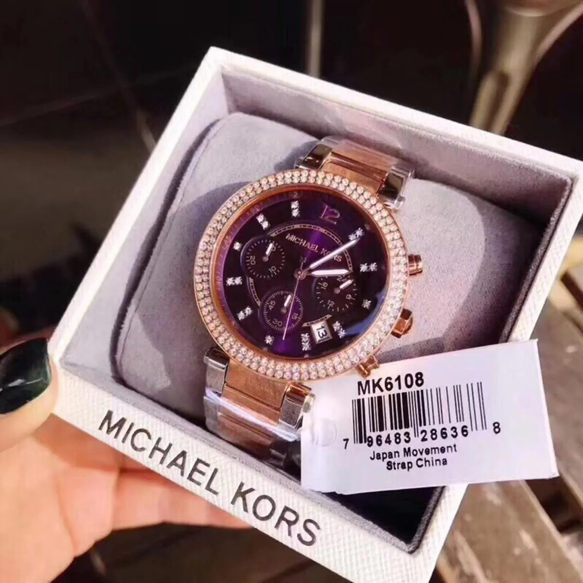  Shop Authentic Michael Kors Parker Chronograph Purple Dial Two Tone Steel Strap Watch For Women - MK6108 - Luxxuri