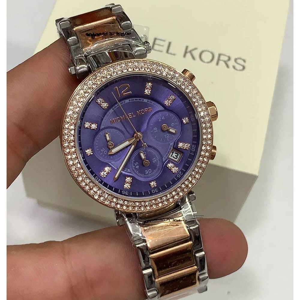  Shop Authentic Michael Kors Parker Chronograph Purple Dial Two Tone Steel Strap Watch For Women - MK6108 - Luxxuri
