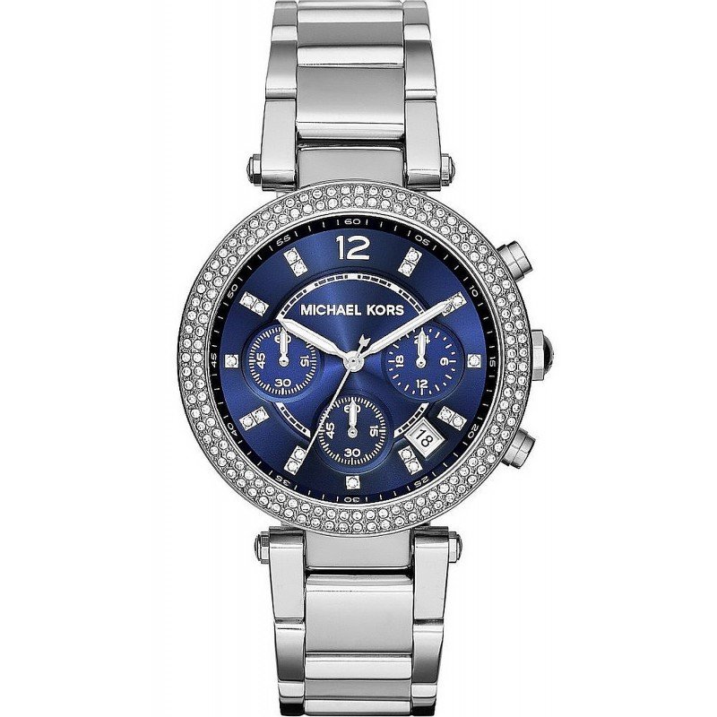  Shop Authentic Michael Kors Parker Chronograph Blue Dial Silver Steel Strap Watch for Women - MK6117 - Luxxuri