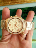  Shop Authentic Michael Kors Byrn Quartz Gold Dial Gold Steel Strap Watch For Women - MK6134 - Luxxuri