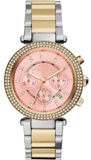  Shop Authentic Michael Kors Parker Pink Dial Two Tone Steel Strap Watch for Women - MK6140 - Luxxuri