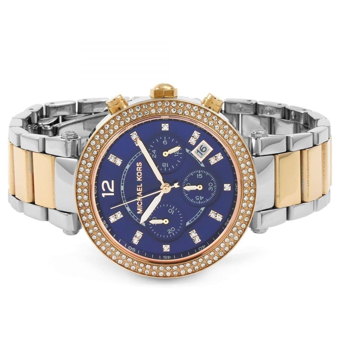  Shop Authentic Michael Kors Parker Blue Dial Two Tone Steel Strap Watch for Women - MK6141 - Luxxuri
