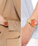  Shop Authentic Michael Kors Runway Chronograph Orange Dial Gold Steep Strap Watch For Women - MK6162 - Luxxuri