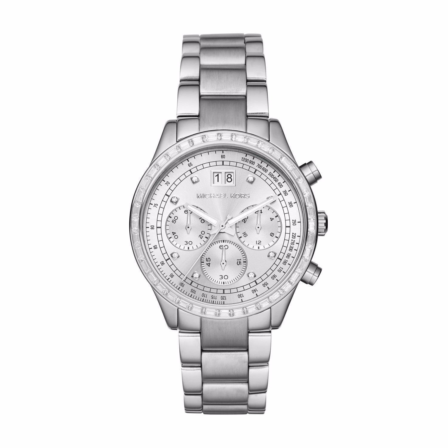 Michael Kors Brinkley Diamonds Silver Dial Silver Steel Strap Watch for Women - MK6186