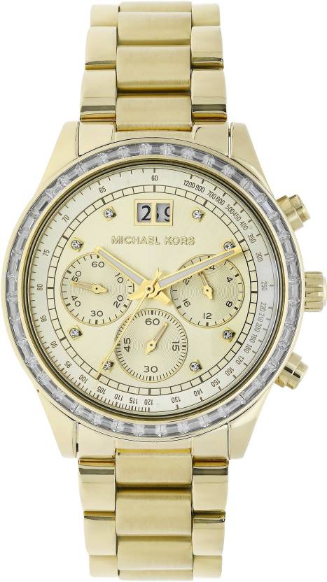  Shop Authentic Michael Kors Brinkley Diamonds Gold Dial Gold Steel Strap Watch for Women - MK6187 - Luxxuri