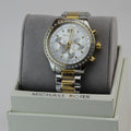  Shop Authentic Michael Kors Brinkley Chronograph Silver Dial Two Tone Steel Strap Watch for Women - MK6188 - Luxxuri