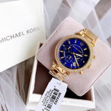  Shop Authentic Michael Kors Parker Chronograph Blue Dial Gold Steel Strap Watch For Women - MK6262 - Luxxuri