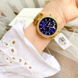  Shop Authentic Michael Kors Parker Chronograph Blue Dial Gold Steel Strap Watch For Women - MK6262 - Luxxuri