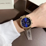  Shop Authentic Michael Kors Parker Chronograph Blue Dial Gold Steel Strap Watch For Women - MK6262 - Luxxuri