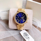  Shop Authentic Michael Kors Parker Chronograph Blue Dial Gold Steel Strap Watch For Women - MK6262 - Luxxuri