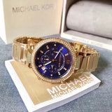  Shop Authentic Michael Kors Parker Chronograph Blue Dial Gold Steel Strap Watch For Women - MK6262 - Luxxuri