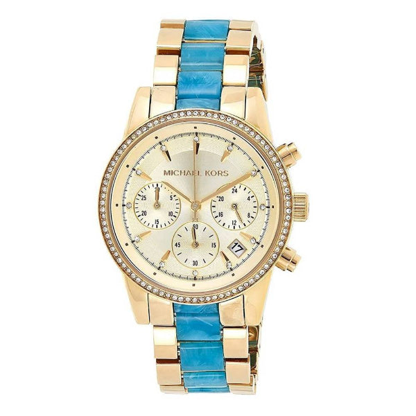  Shop Authentic Michael Kors Ritz Gold Dial Two Tone Steel Strap Watch for Women - MK6328 - Luxxuri