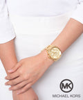  Shop Authentic Michael Kors Brecken Chronograph Gold Dial Gold Steel Strap Watch For Women - MK6366 - Luxxuri