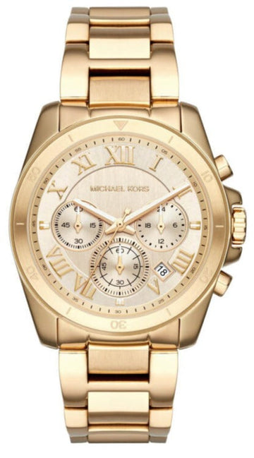  Shop Authentic Michael Kors Brecken Chronograph Gold Dial Gold Steel Strap Watch For Women - MK6366 - Luxxuri