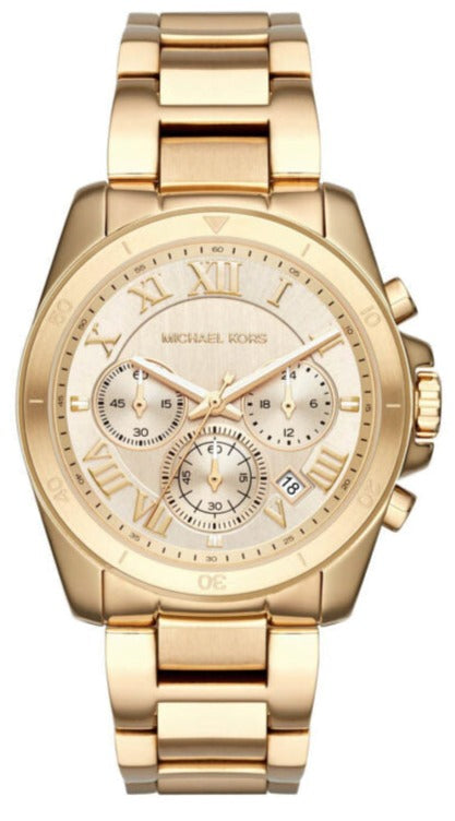  Shop Authentic Michael Kors Brecken Chronograph Gold Dial Gold Steel Strap Watch For Women - MK6366 - Luxxuri