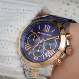  Shop Authentic Michael Kors Bradshaw Chronograph Blue Dial Two Tone Steel Strap Watch For Women - MK6389 - Luxxuri