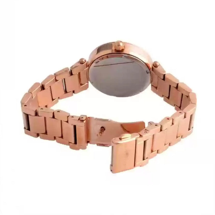  Shop Authentic Michael Kors Mini Parker Multi-Function Plum Mother of Pearl Dial Rose Gold Steel Strap Watch For Women - MK6403 - Luxxuri