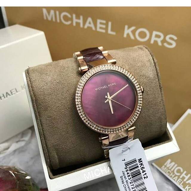  Shop Authentic Michael Kors Parker Maroon Dial Two Tone Steel Strap Watch for Women - MK6412 - Luxxuri