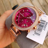  Shop Authentic Michael Kors Parker Chronograph Purple Dial Rose Gold Steel Strap Watch For Women - MK6417 - Luxxuri
