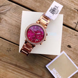  Shop Authentic Michael Kors Parker Chronograph Purple Dial Rose Gold Steel Strap Watch For Women - MK6417 - Luxxuri