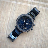  Shop Authentic Michael Kors Parker Chronograph Blue Dial Blue Steel Strap Watch For Women - MK6418 - Luxxuri