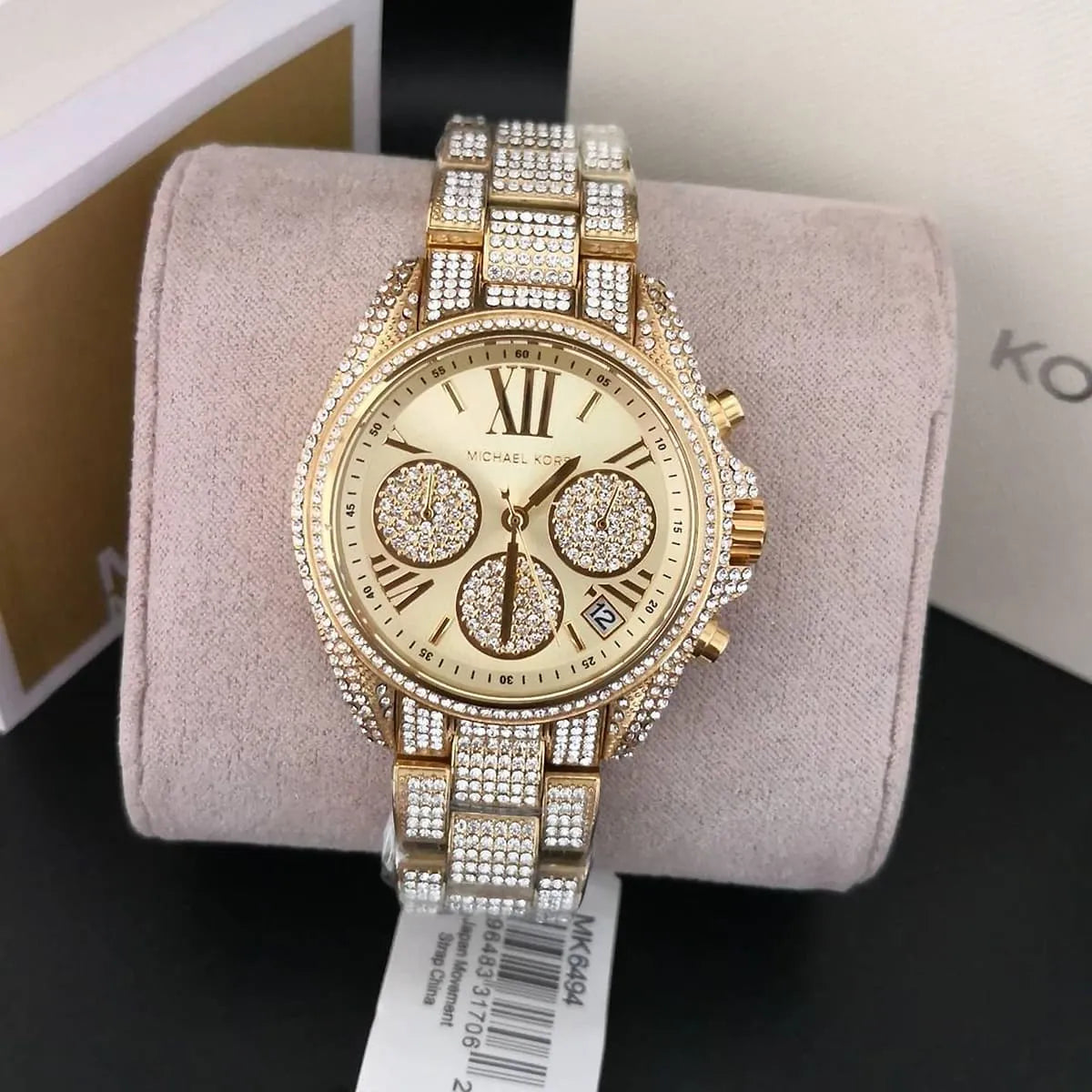  Shop Authentic Michael Kors Mini Bradshaw Crystals Gold Dial Gold Steel Strap Watch For Women - MK6494 - Luxxuri