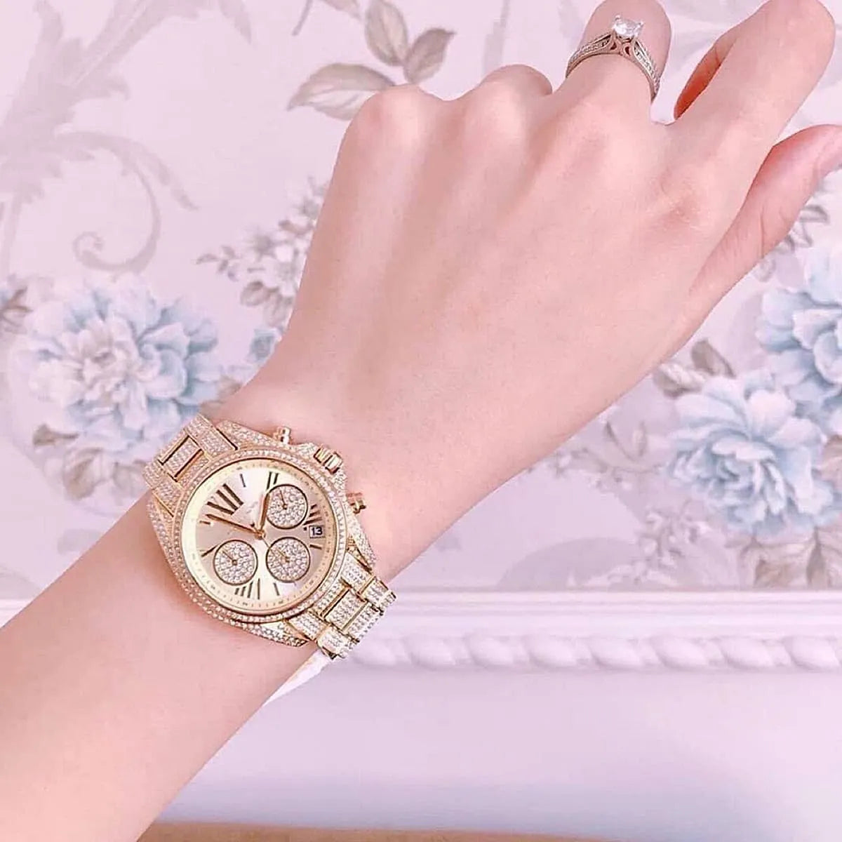  Shop Authentic Michael Kors Mini Bradshaw Crystals Gold Dial Gold Steel Strap Watch For Women - MK6494 - Luxxuri