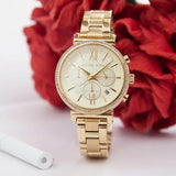  Shop Authentic Michael Kors Sofie Chronograph Quartz Gold Dial Gold Steel Strap Watch For Women - MK6559 - Luxxuri