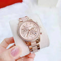  Shop Authentic Michael Kors Ritz Chronograph Rose Gold Dial Rose Gold Steel Strap Watch For Women - MK6598 - Luxxuri