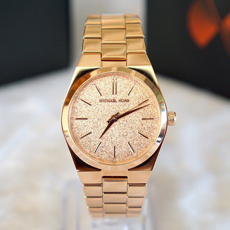  Shop Authentic Michael Kors Channing Quartz Rose Gold Dial Rose Gold Steel Strap Watch For Women - MK6624 - Luxxuri