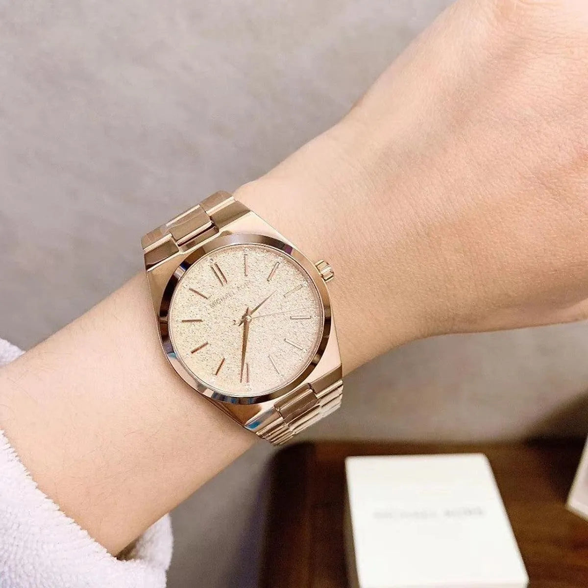  Shop Authentic Michael Kors Channing Quartz Rose Gold Dial Rose Gold Steel Strap Watch For Women - MK6624 - Luxxuri