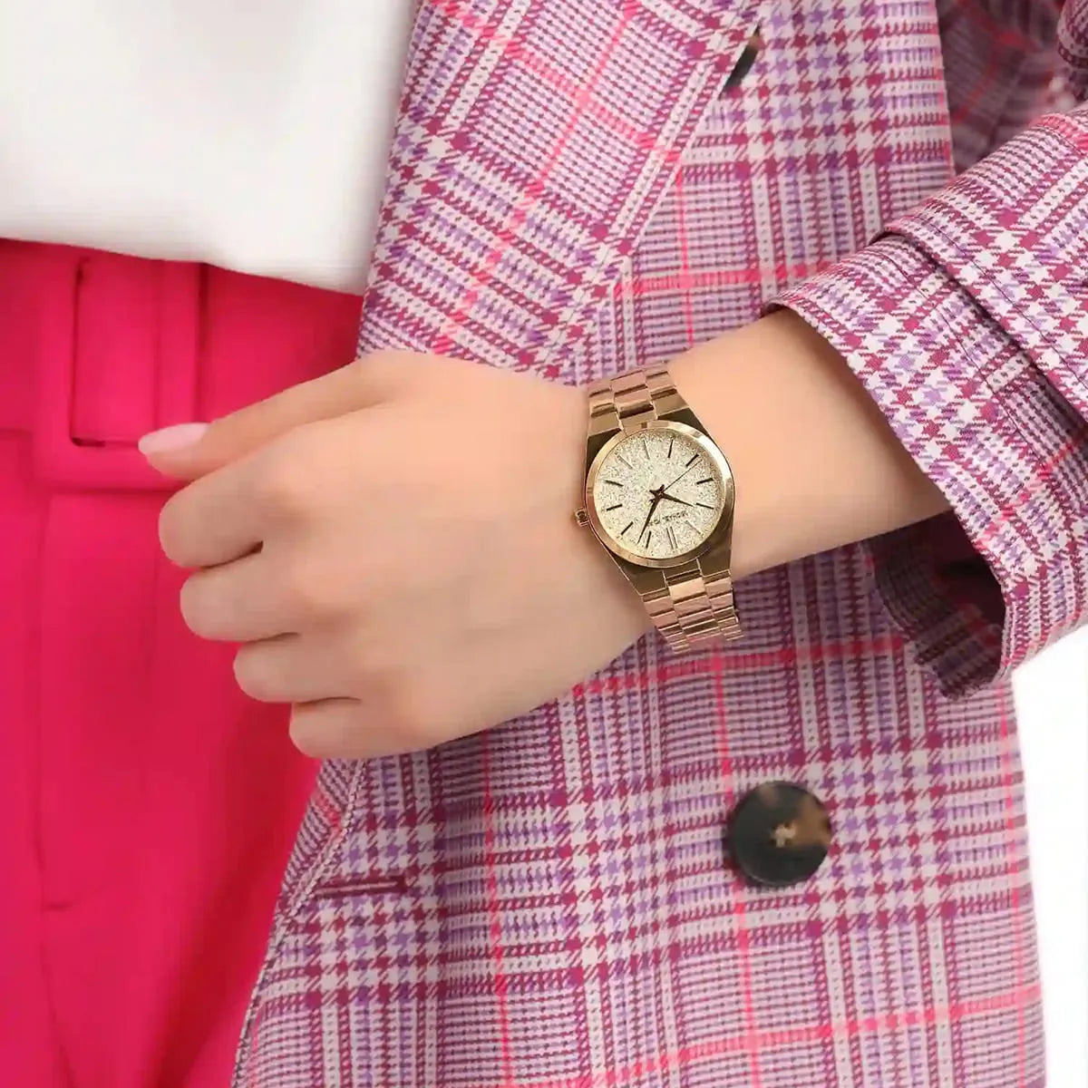  Shop Authentic Michael Kors Channing Quartz Rose Gold Dial Rose Gold Steel Strap Watch For Women - MK6624 - Luxxuri